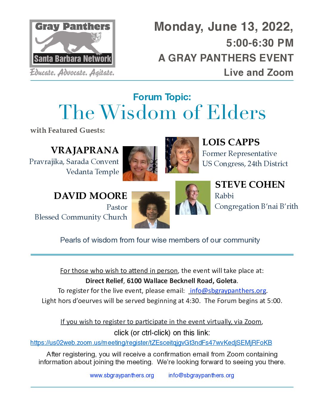 Gray Panthers Event: The Wisdom of Elders